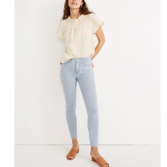 Madewell Striped High Rise Skinny Crop Stretch Jeans Preppy Coastal Classic 24 - Picture 1 of 11